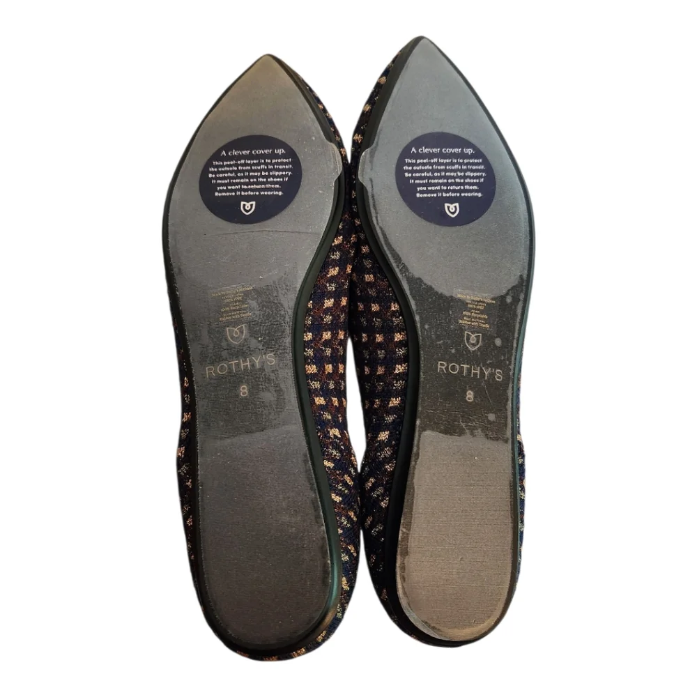 NEW Rothy's Evening The Bow Metallic Knit Pointed Toe Ballet Flat Size 8